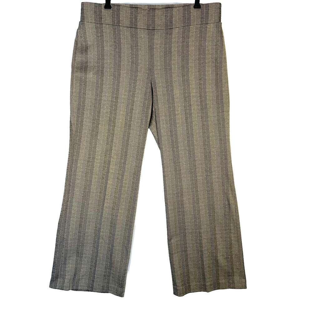 Anne Klein Dress Pants Womens XL Tan Tweed Wide Leg Wide Waistband Pull On